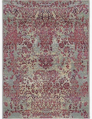 Light Blue Easy-Clean Botanical Indoor / Outdoor Rug