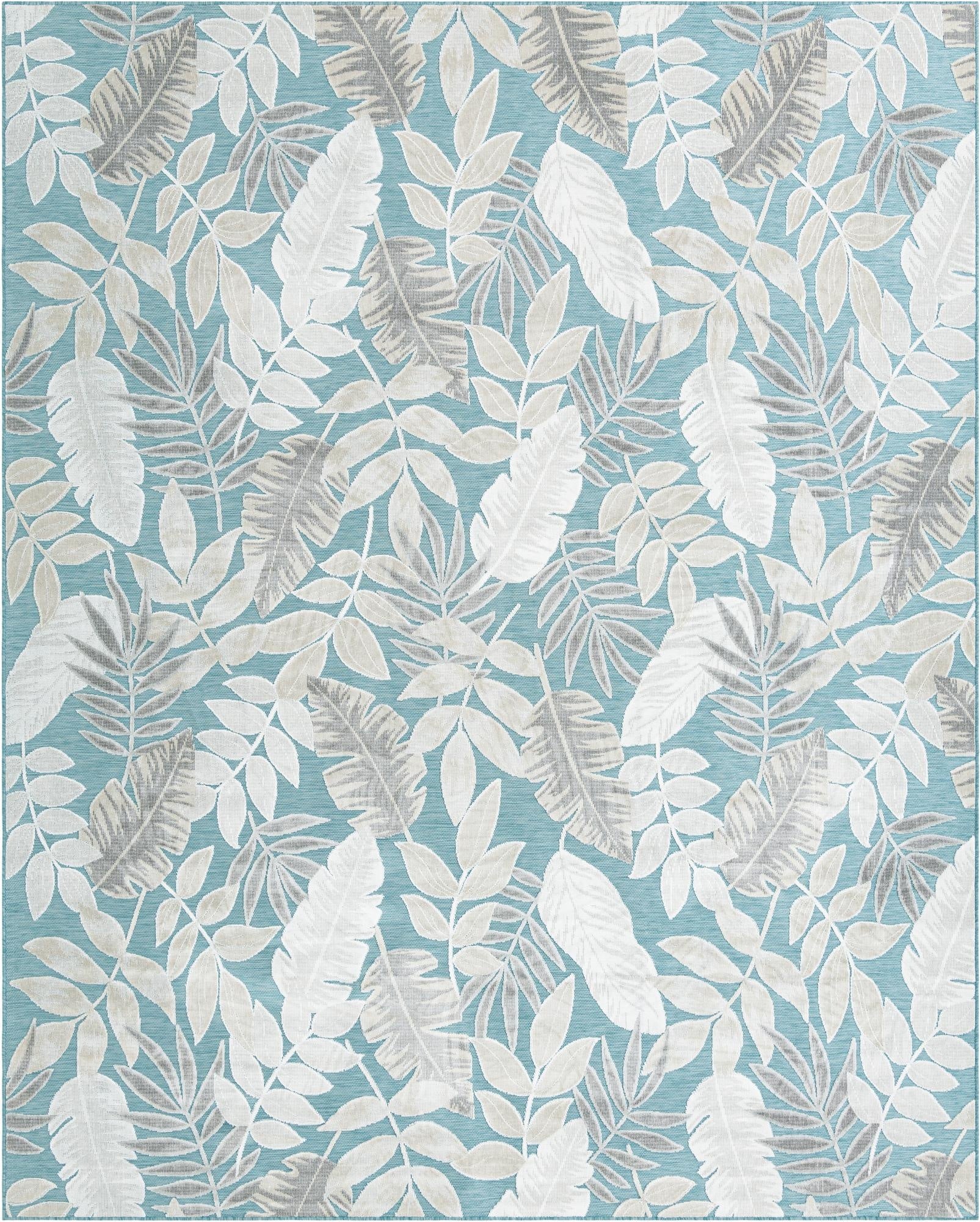 9' 9 x 12'  Washable Botanical Indoor / Outdoor Rug