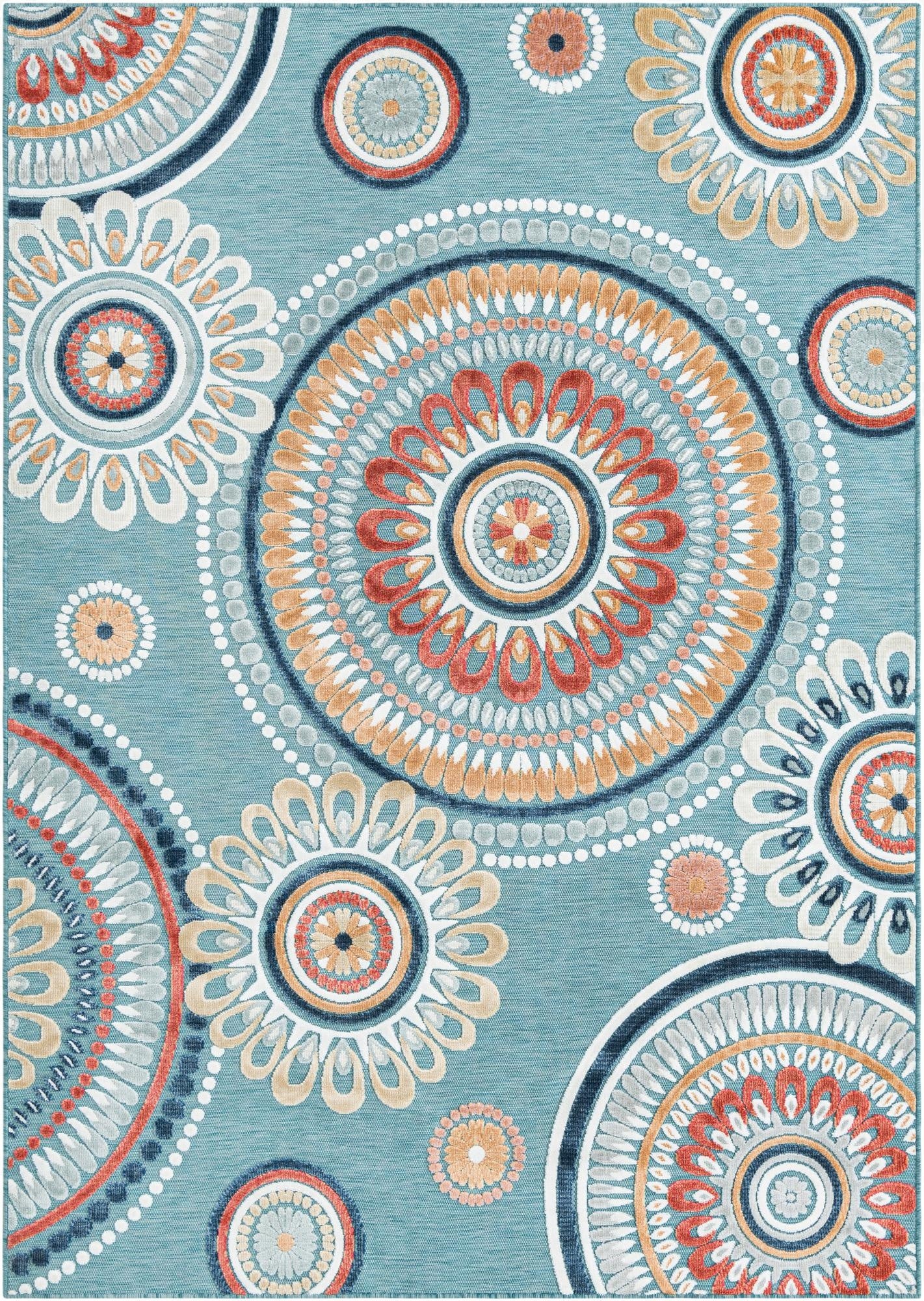 6' 4 x 9'  Washable Botanical Indoor / Outdoor Rug