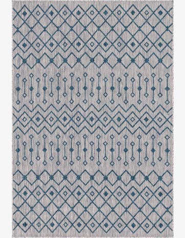 Light Blue Easy-Clean Lattice Indoor / Outdoor Rug