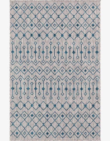 Light Blue Easy-Clean Lattice Indoor / Outdoor Rug