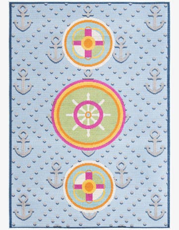 Light Blue Easy-Clean Indoor / Outdoor Rug