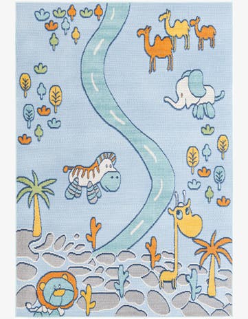 Light Blue Easy-Clean Indoor / Outdoor Rug