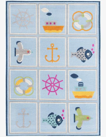 Light Blue Easy-Clean Indoor / Outdoor Rug