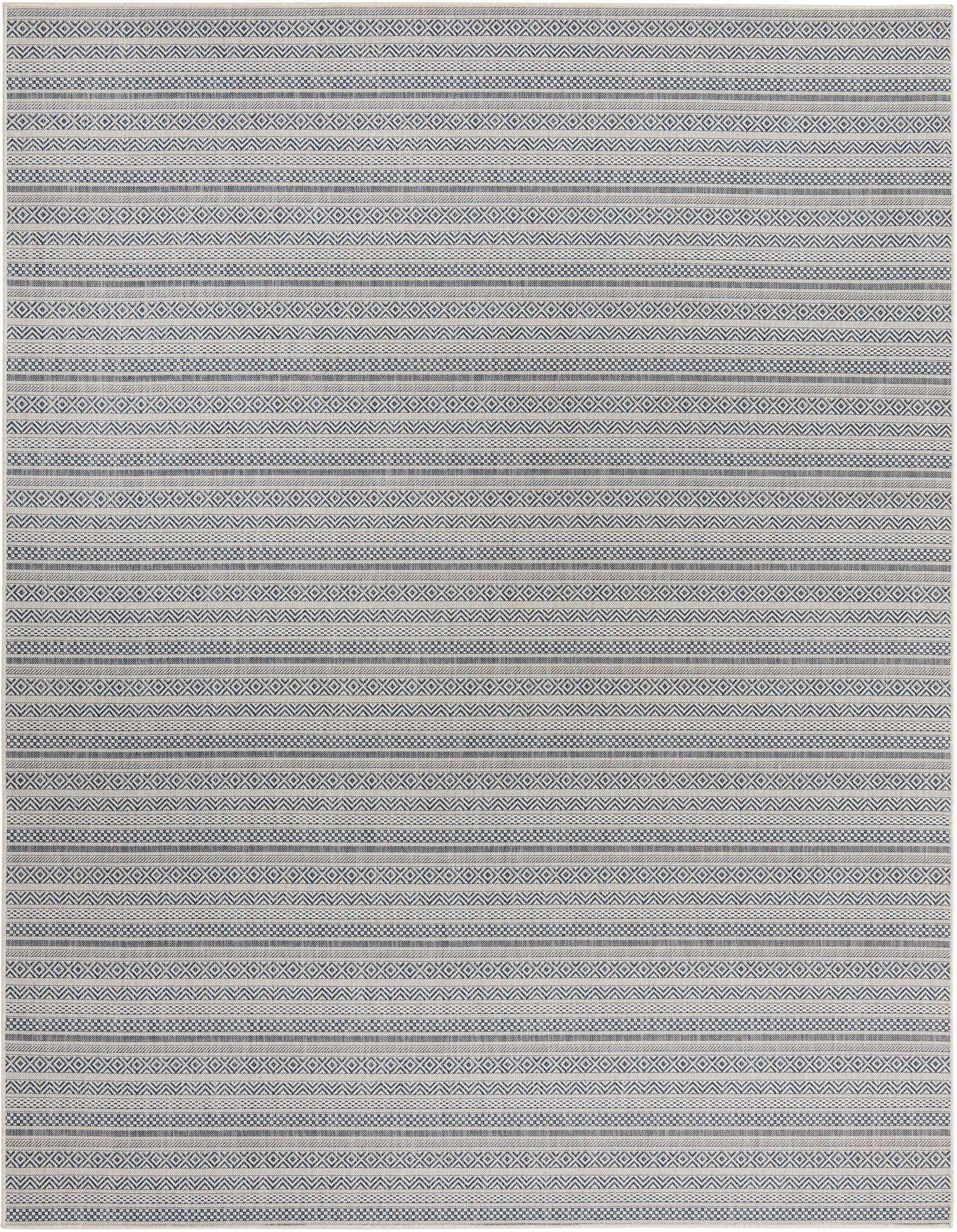 9' x 12' Easy-Clean Striped Indoor / Outdoor Rug