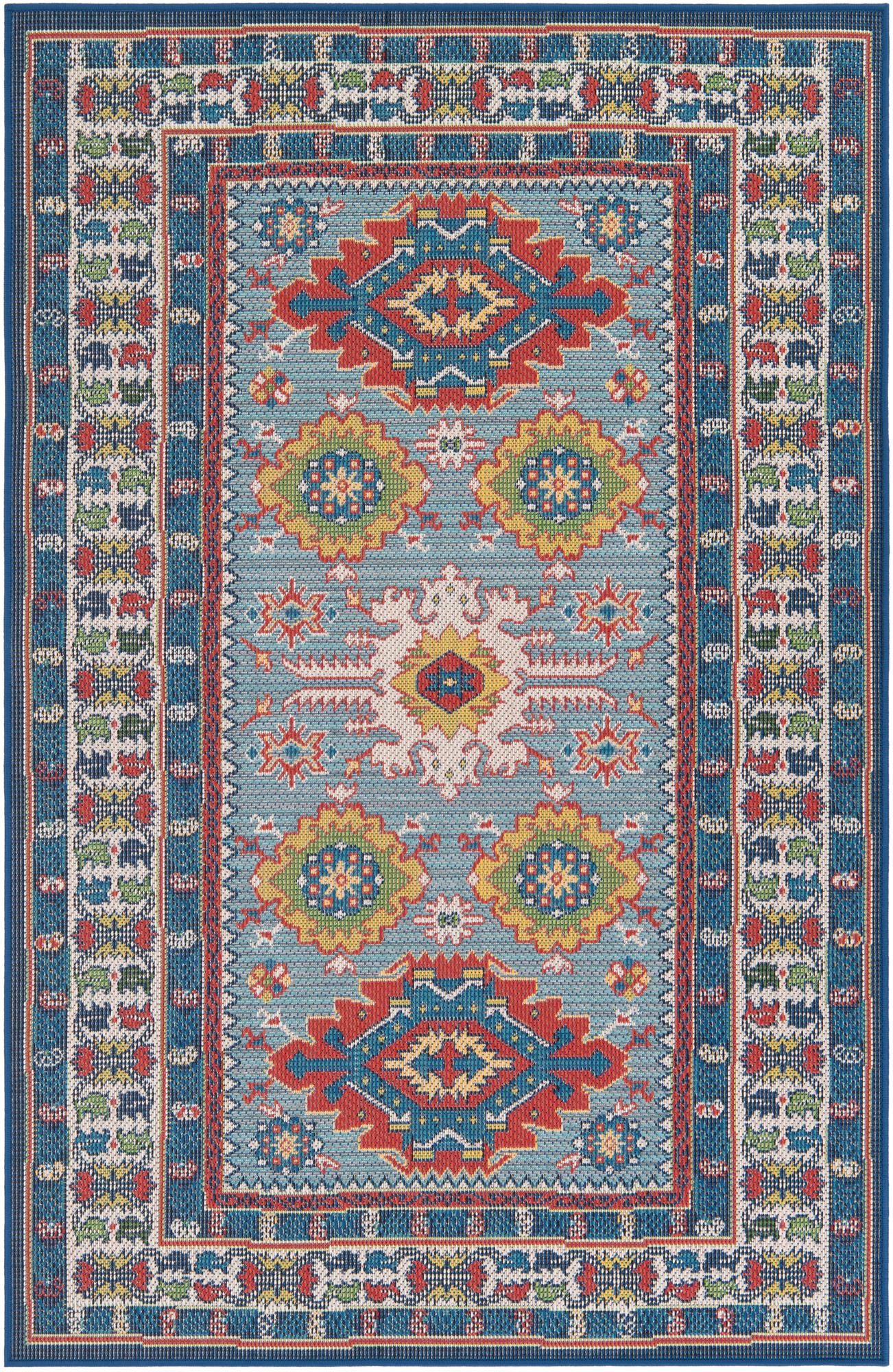 4' 9 x 7' 4 Easy-Clean Traditional Indoor / Outdoor Rug