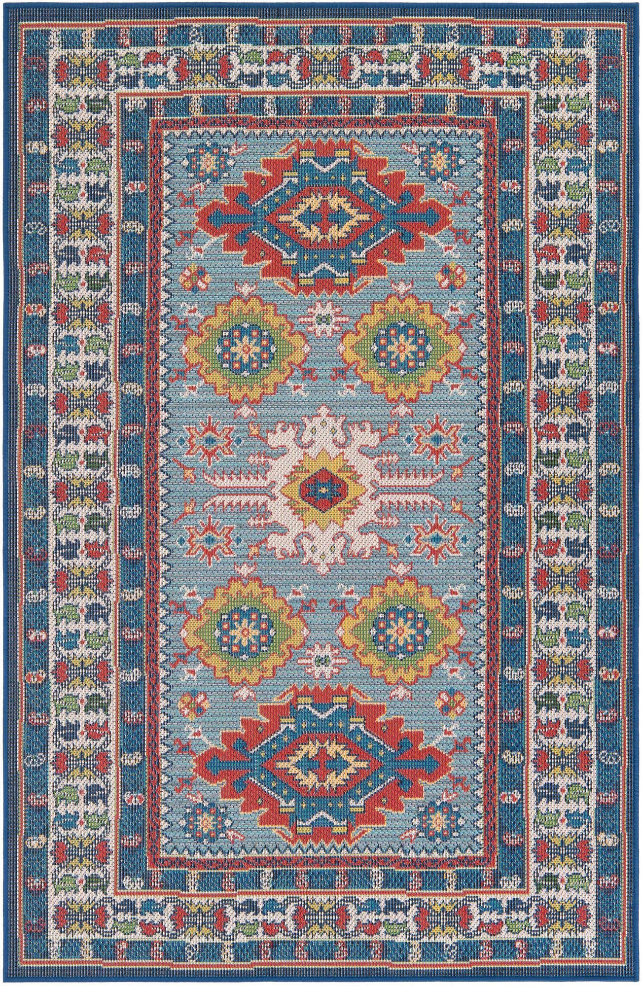 4' 9 x 7' 4 Easy-Clean Traditional Indoor / Outdoor Rug
