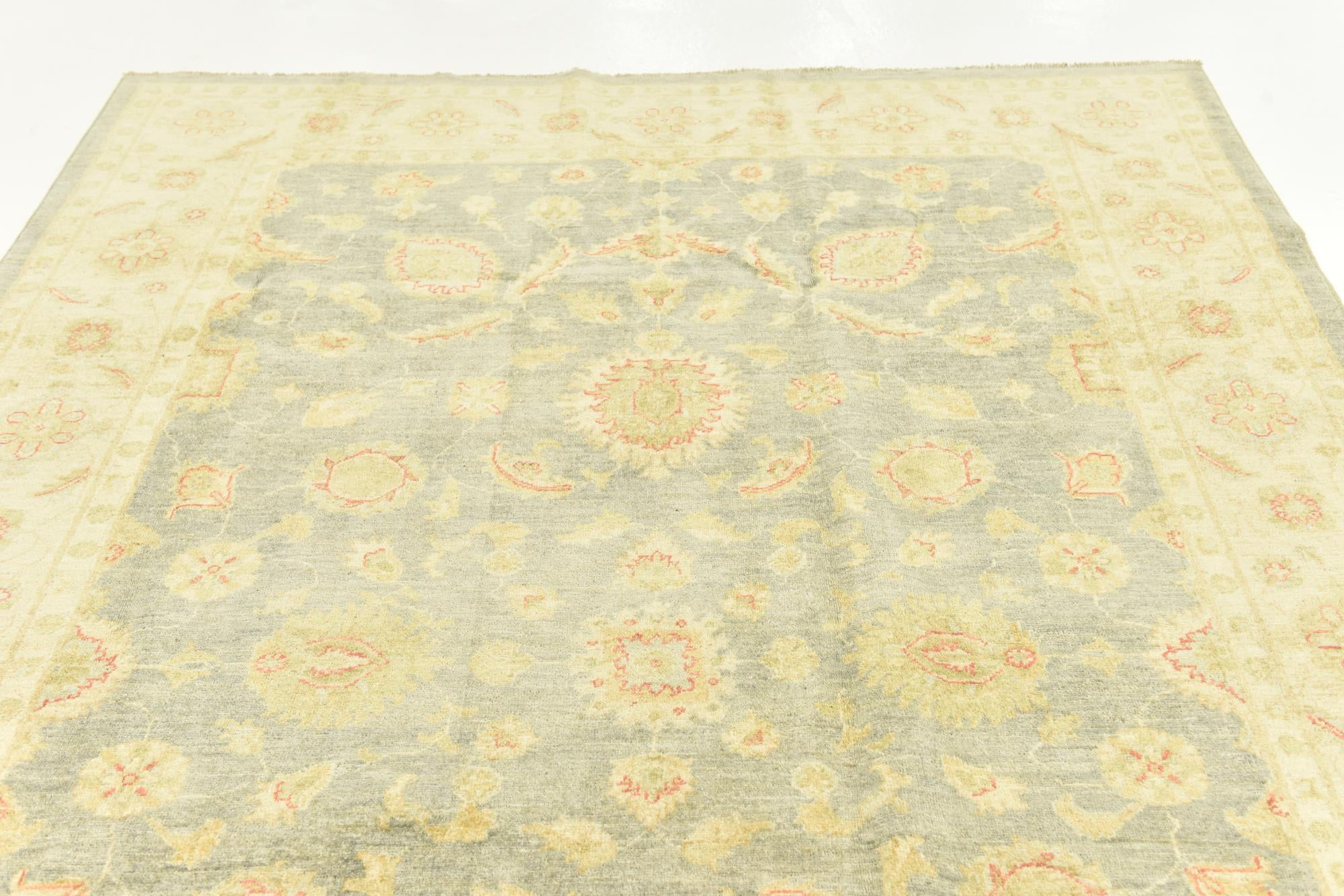6' 7 x 9' 7 Hand Knotted Peshawar Ziegler Rug