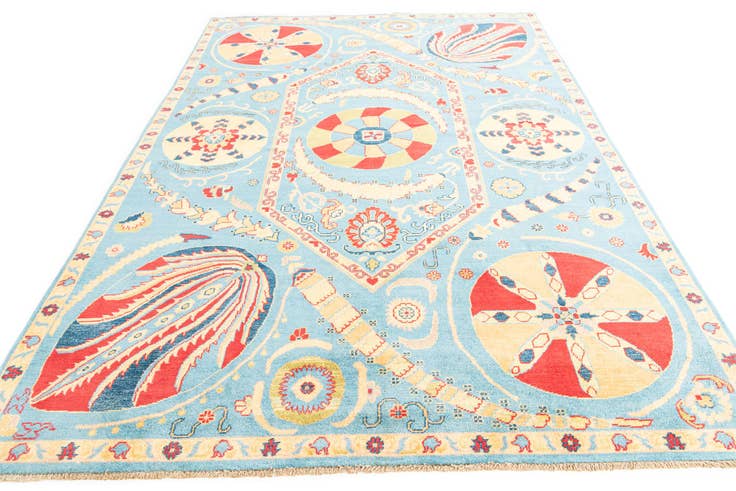 Detail image of 6' 8 x 9' 9 Hand Knotted Peshawar Ziegler Rug