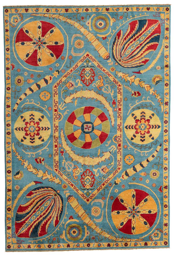 6' 8 x 9' 9 Hand Knotted Peshawar Ziegler Rug