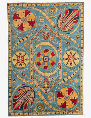 6' 8 x 9' 9 Hand Knotted Peshawar Ziegler Rug