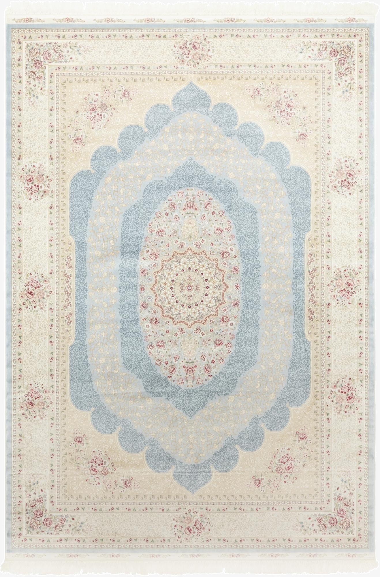  6' 7 x 9' 10 Qom Bamboo Silk Rug
