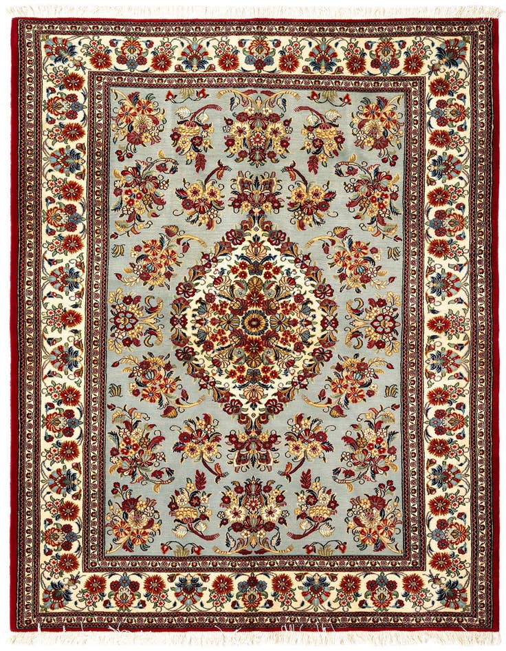 Detail image of 4' 11 x 6' 11 Hand Knotted Qom Persian Rug