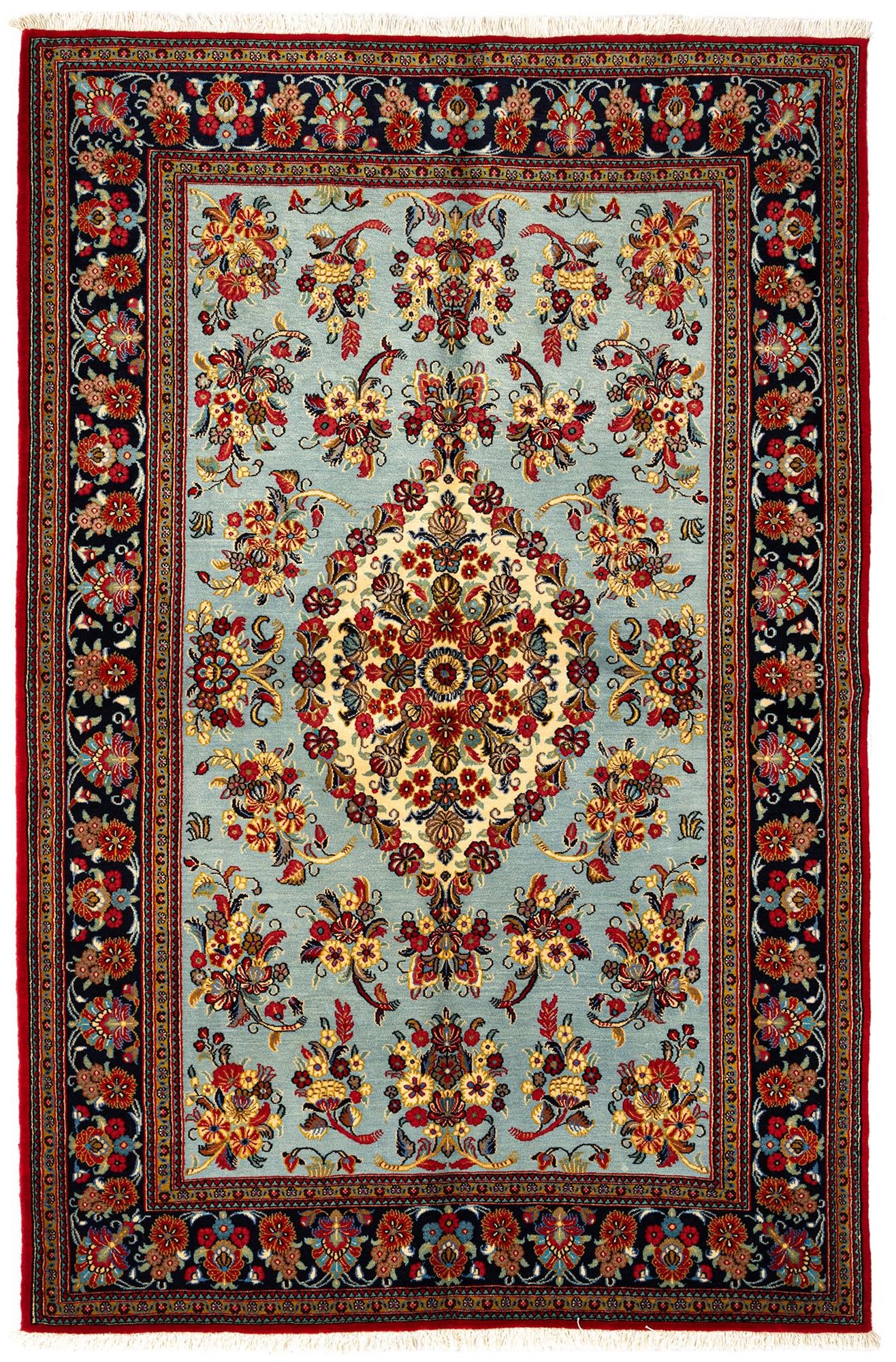 4' 7 x 6' 11 Hand Knotted Qom Persian Rug