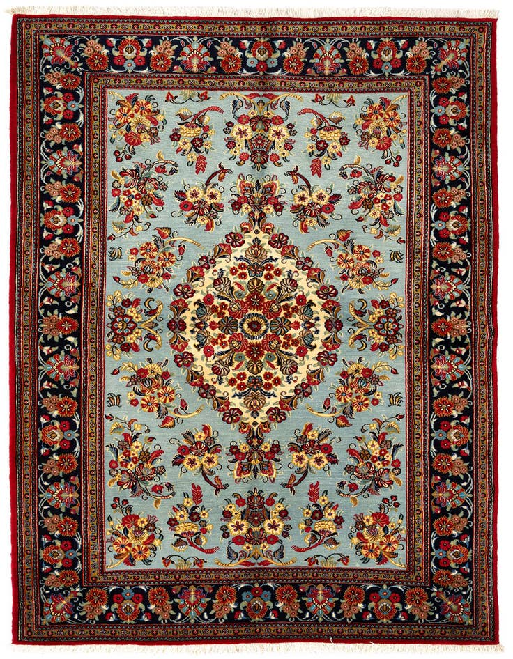 Detail image of 4' 7 x 6' 11 Hand Knotted Qom Persian Rug