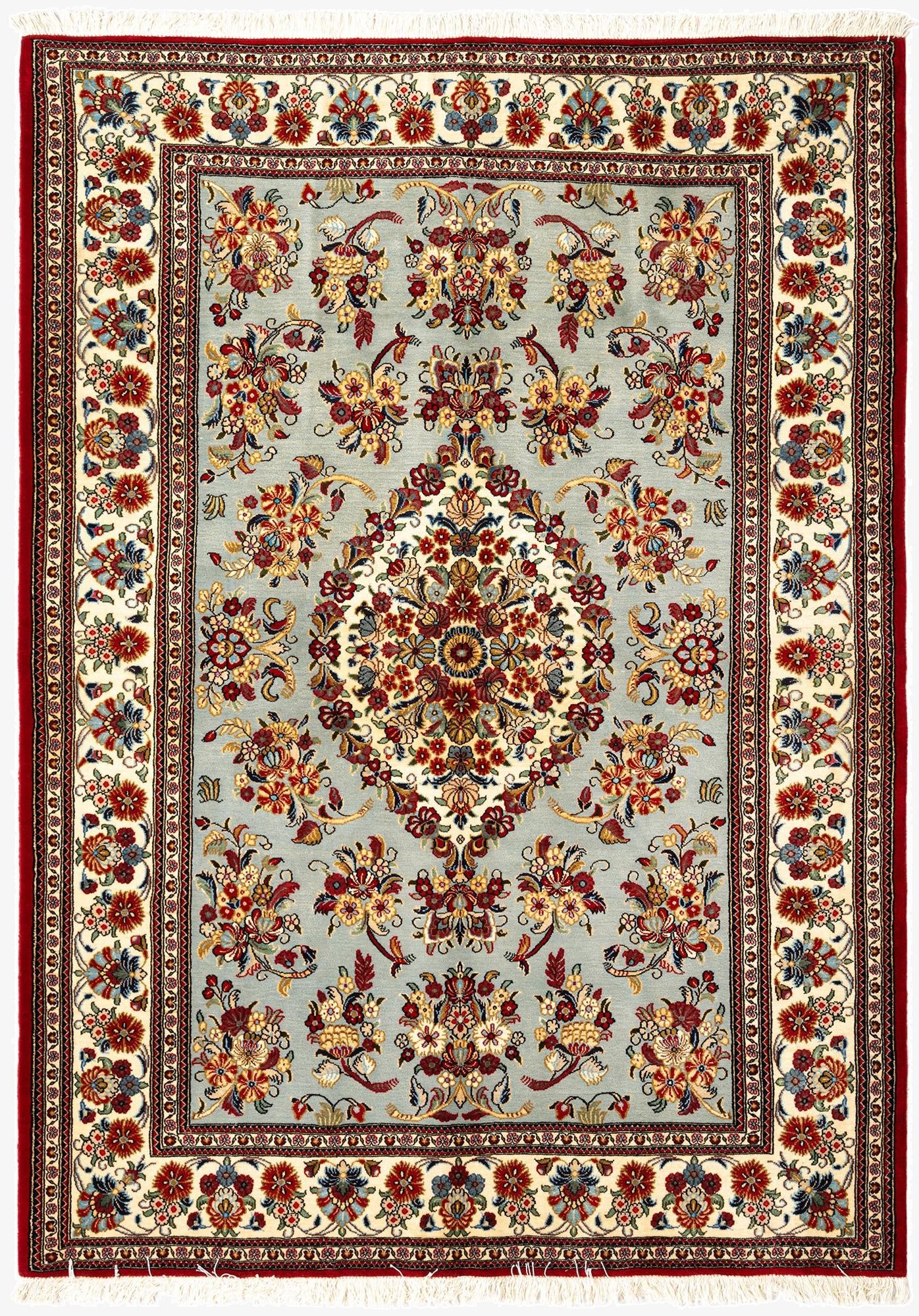 4' 11 x 6' 11  Hand Knotted Qom Persian Rug