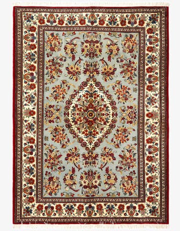 4' 11 x 6' 11 Hand Knotted Qom Persian Rug