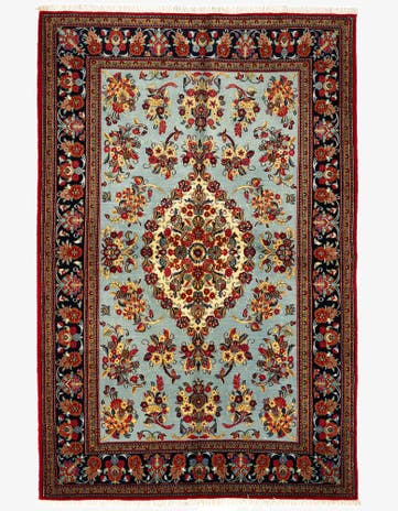 4' 7 x 6' 11 Hand Knotted Qom Persian Rug