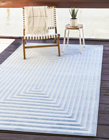 Light Blue Easy-Clean Sabrina Soto Prescott Indoor / Outdoor Rug