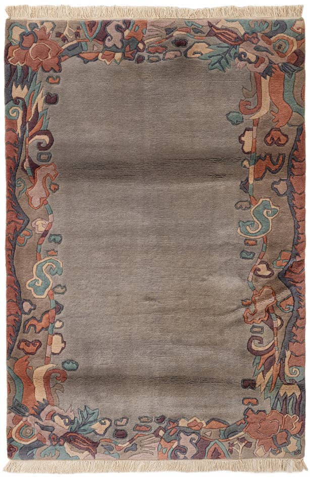 Detail image of 4' 1 x 6' Hand Knotted Tibet Wool Rug