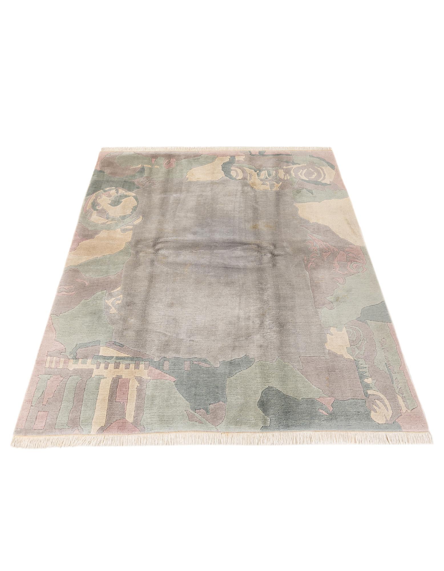 6' 7 x 8' Hand Knotted Tibet Wool Rug