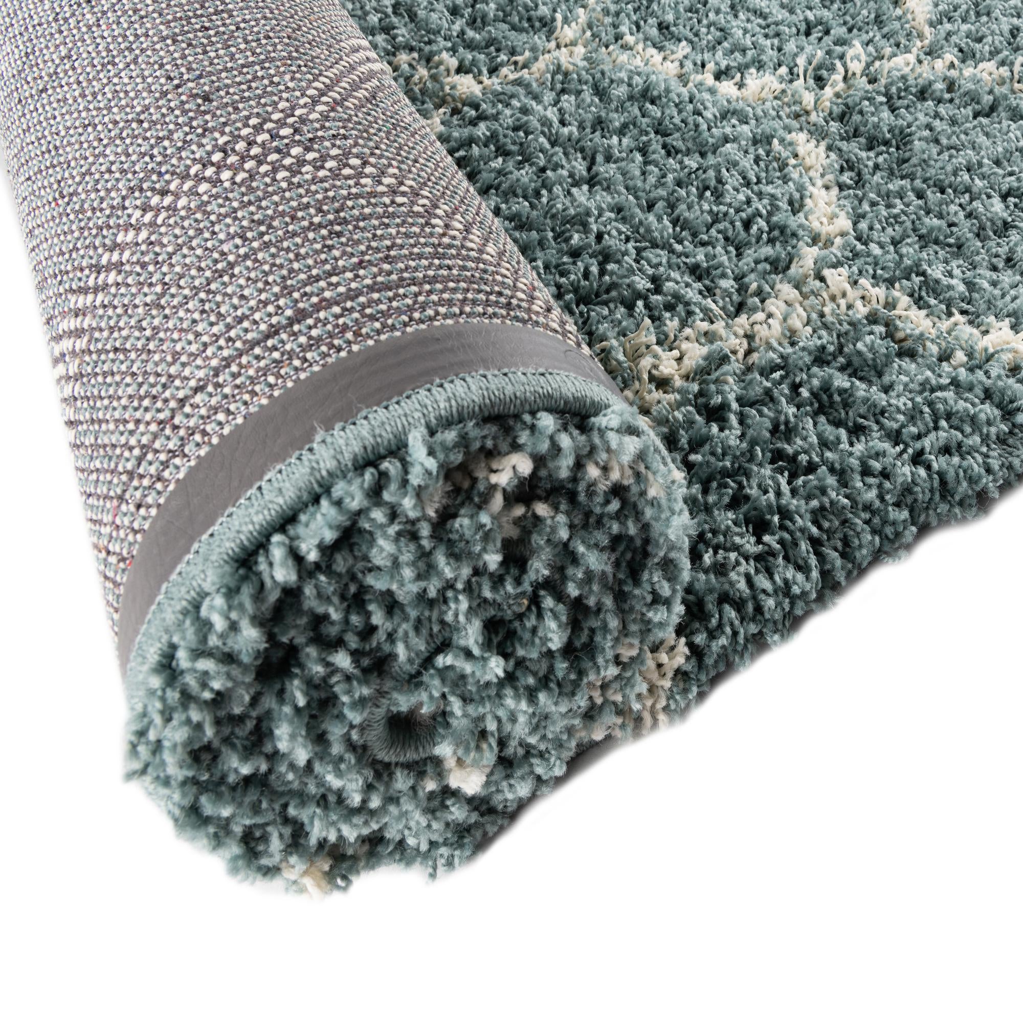 Custom Light Blue Trellis Shag Rug