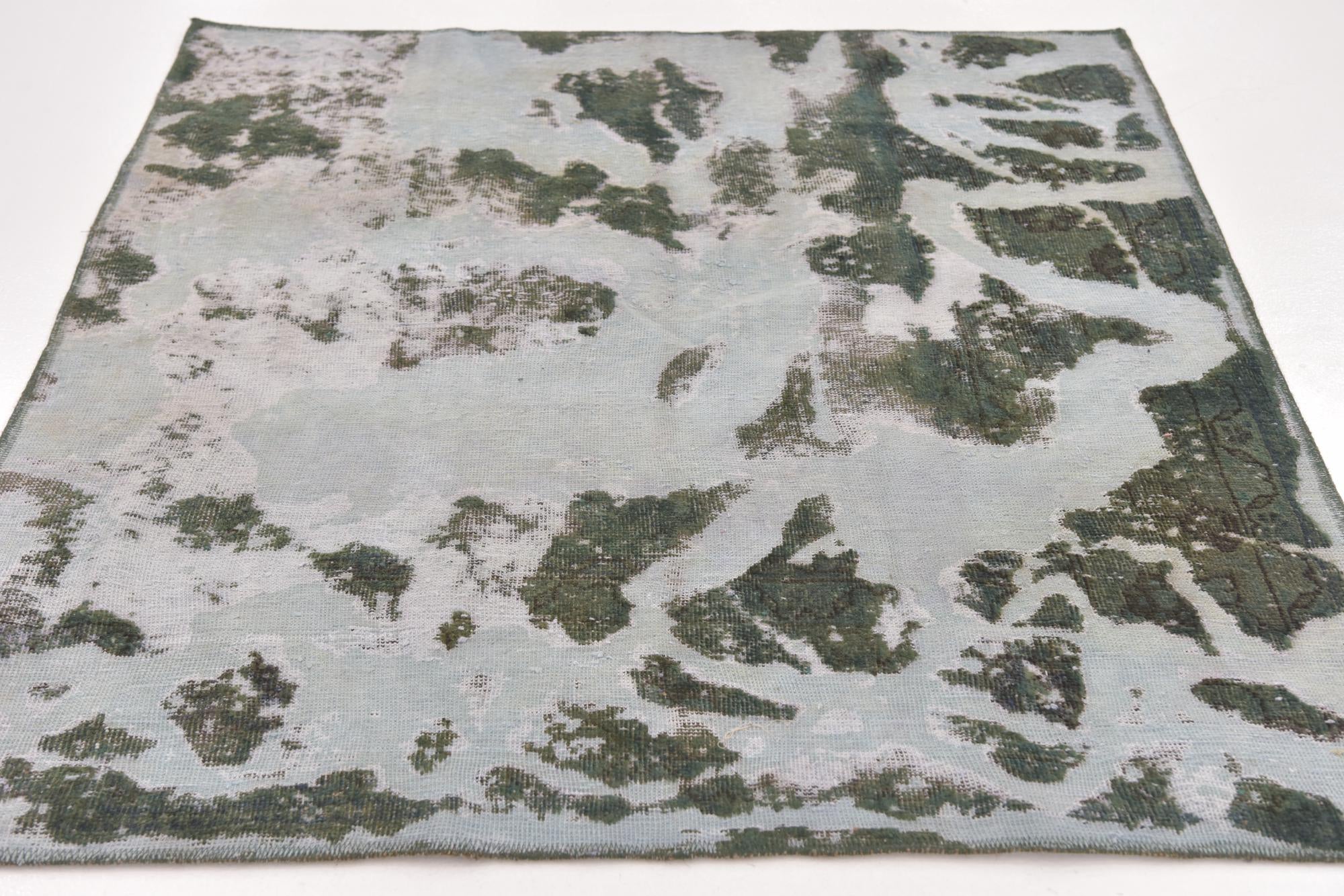 4' 5 x 5' 2 Hand Knotted Ultra Vintage Persian Wool Rug