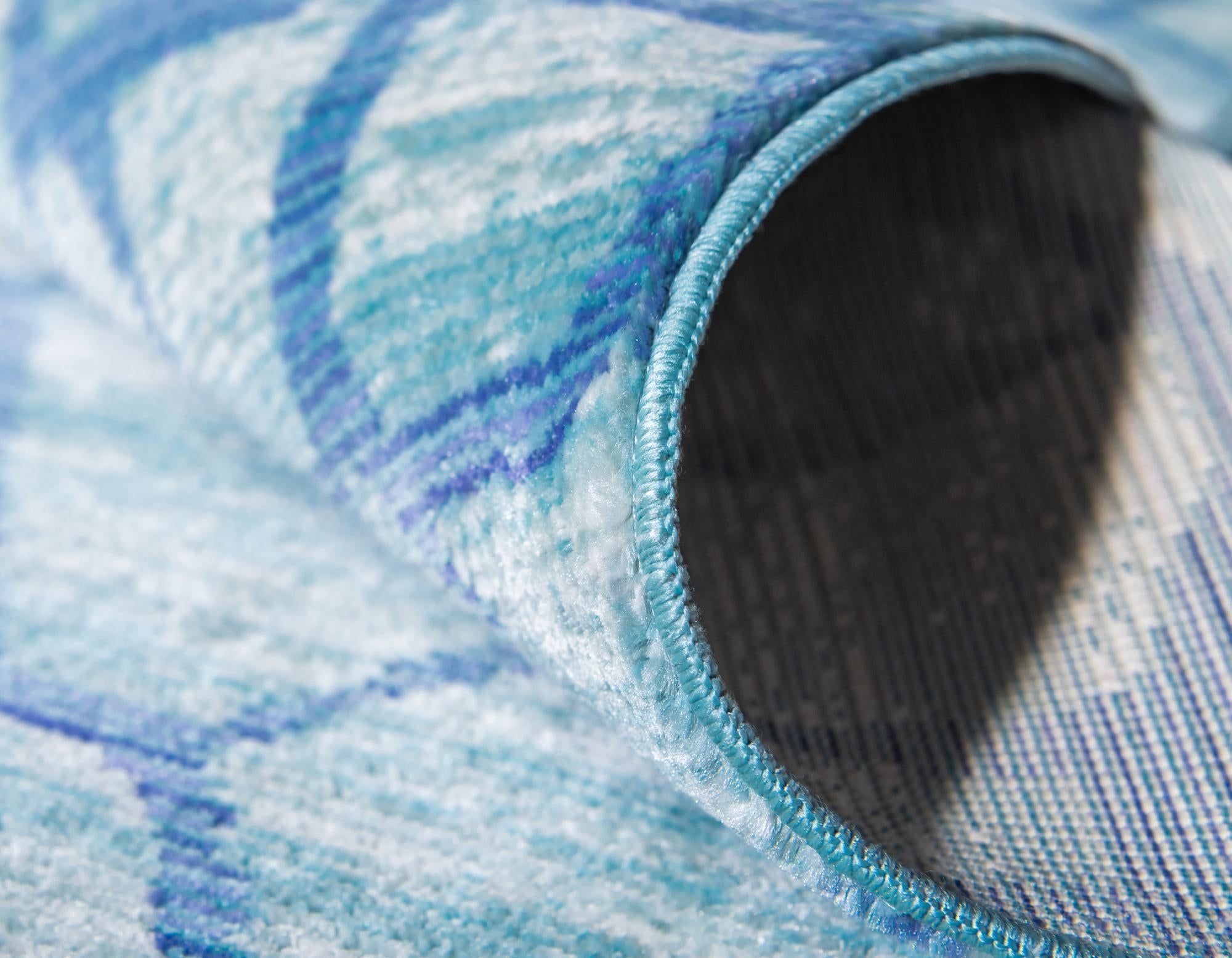 6' x 6' Aqua Round Rug