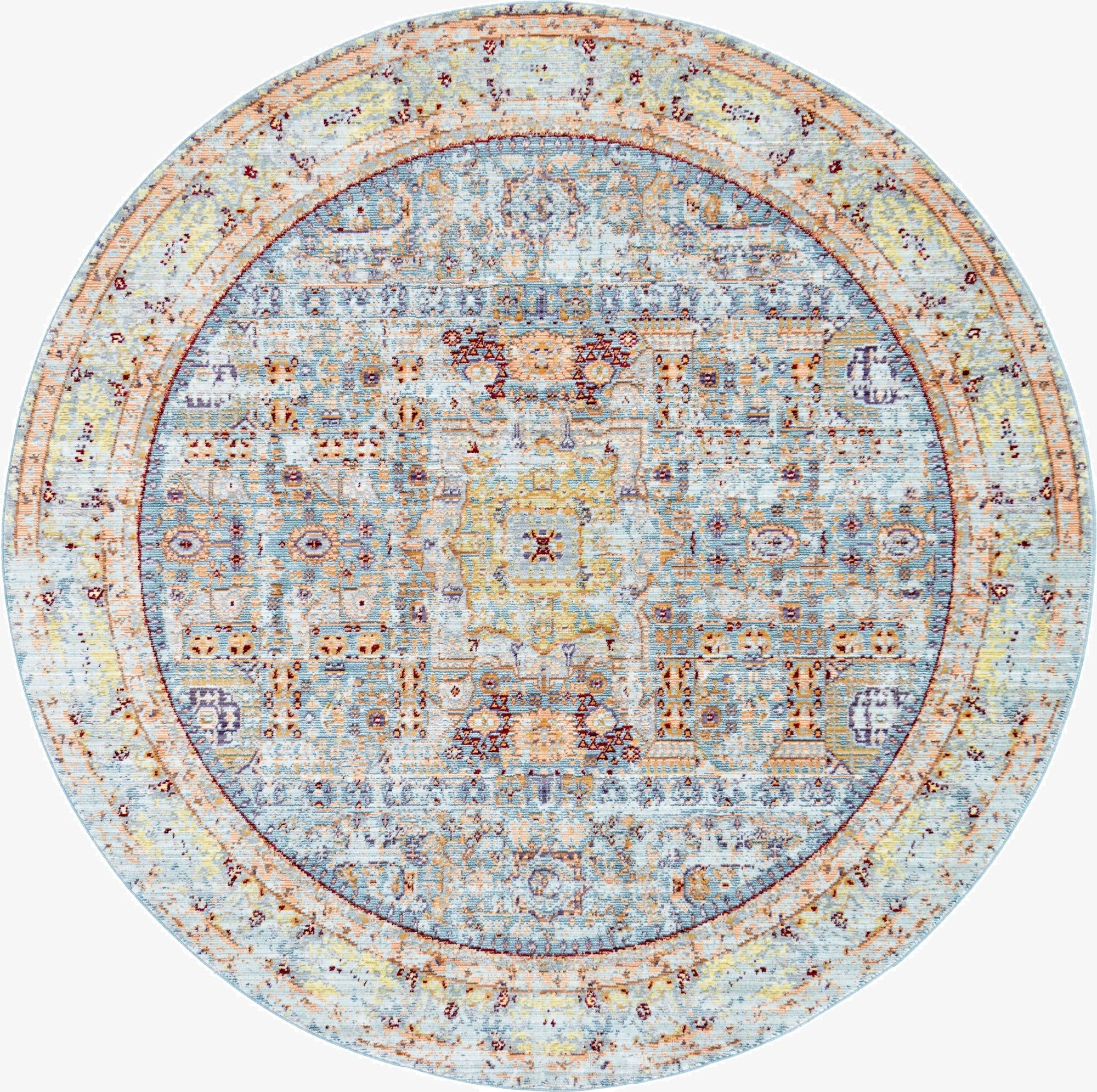 6' x 6' Aqua Round Rug