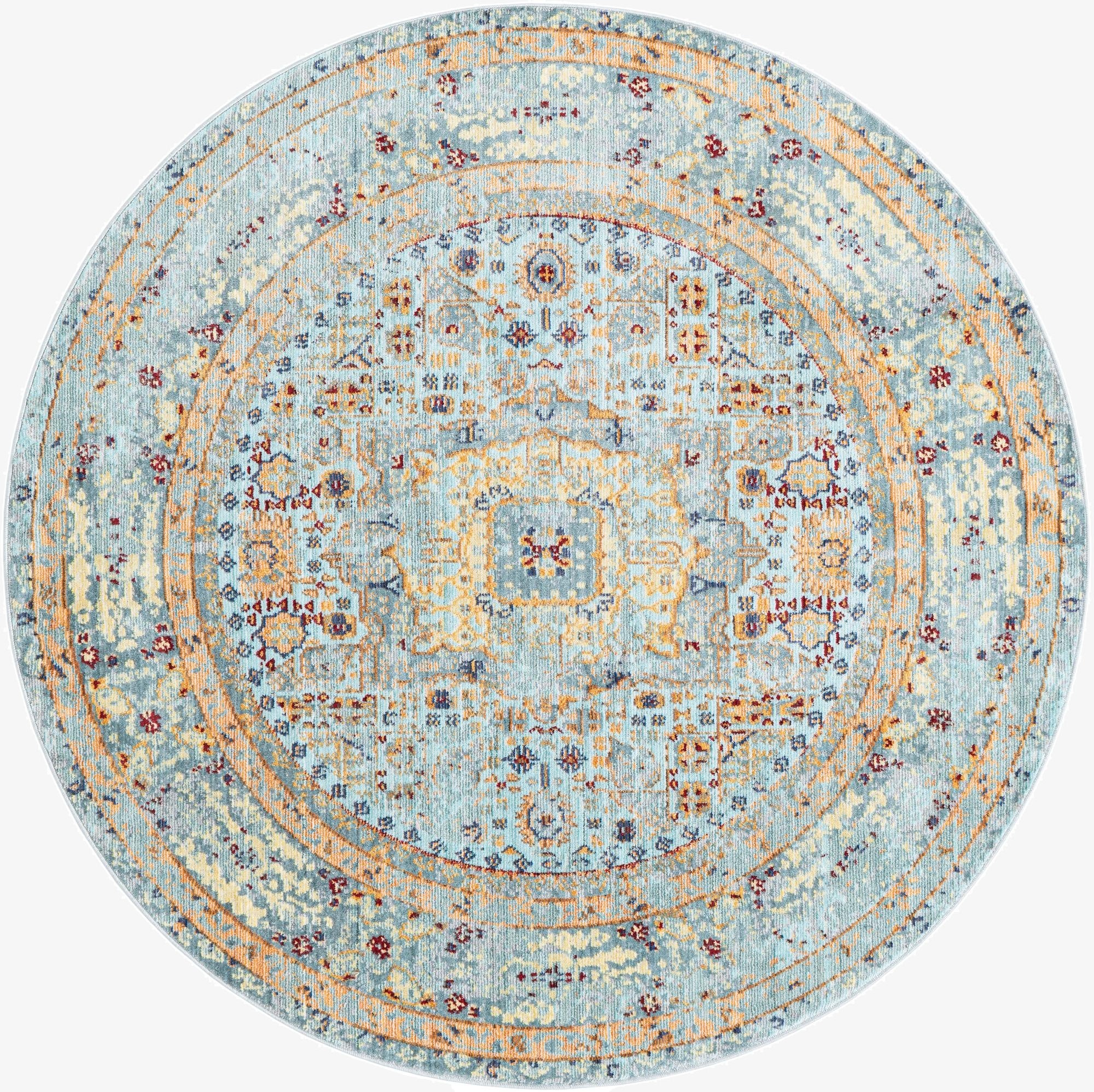 5' 3 x 5' 3 Aqua Round Rug