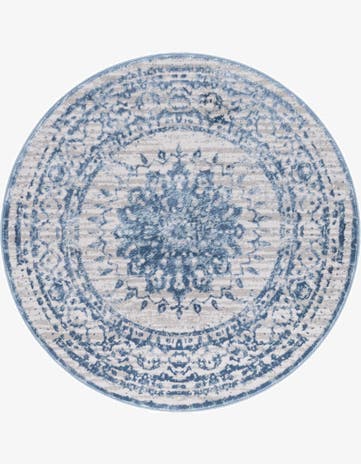 Light Blue Chesterfield Round Rug