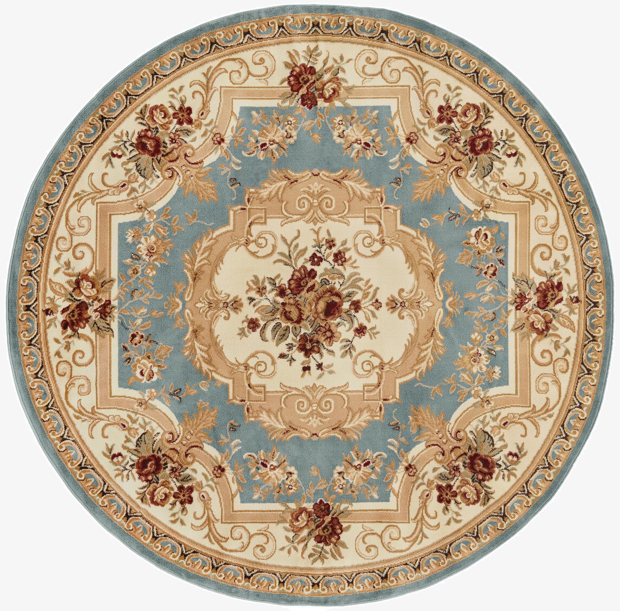 7' x 7' Classic Aubusson Round Rug