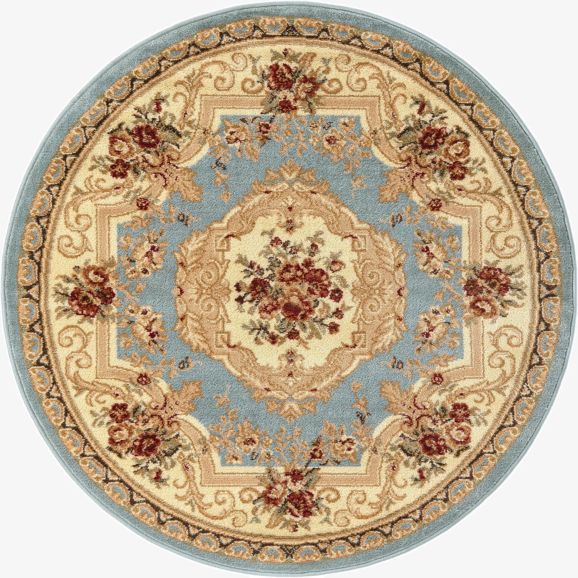 4' x 4' Classic Aubusson Round Rug