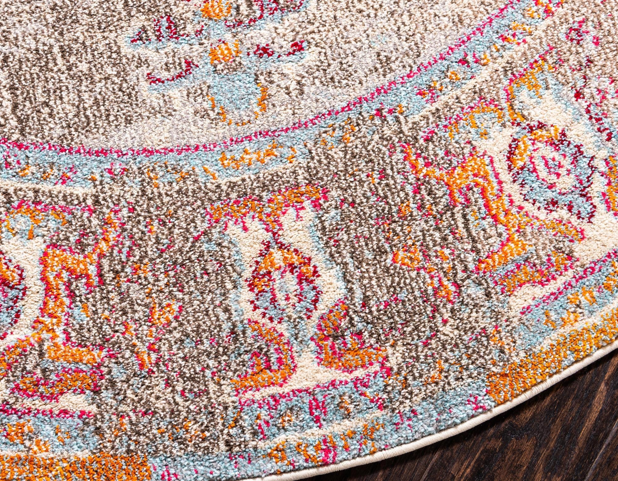 8' x 8' Washable Fleur Round Rug
