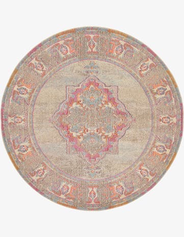 6' x 6' Washable Fleur Round Rug