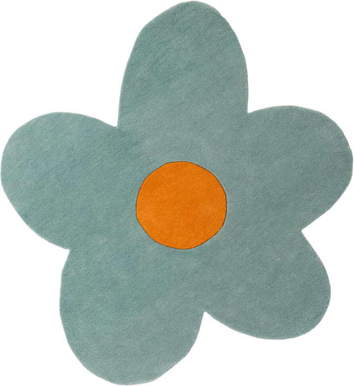 5' 1 x 5' 1 Happy Rugs Funky Flower Wool Round
