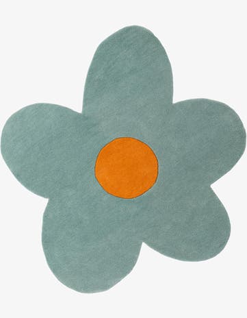 5' 1 x 5' 1 Happy Rugs Funky Flower Wool Round