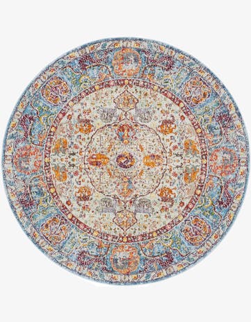 Light Blue Havana Round Rug