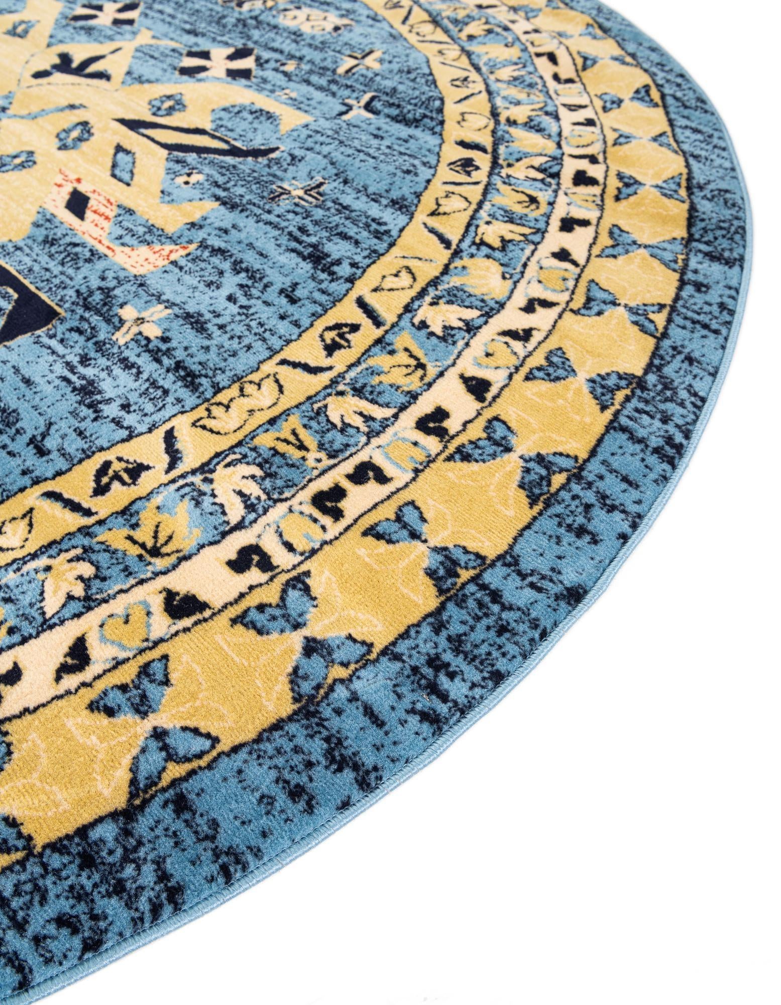 7' 10 x 7' 10 Heriz Design Round Rug