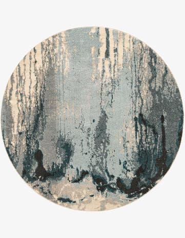 Light Blue Washable Hyacinth Round Rug