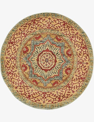 Light Blue Mamluk Round Rug