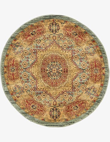 Light Blue Mamluk Round Rug