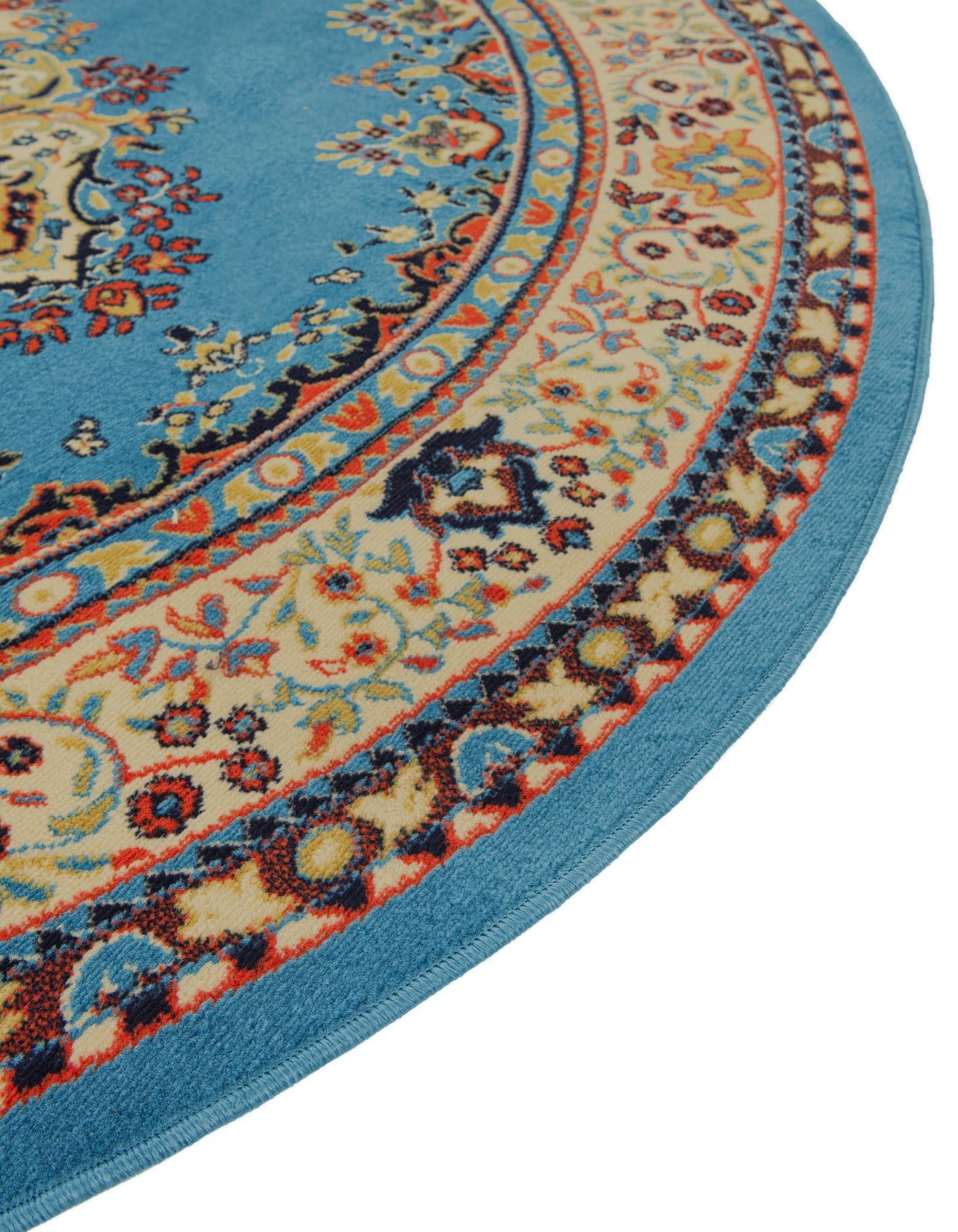 7' 10 x 7' 10 Mashad Design Round Rug