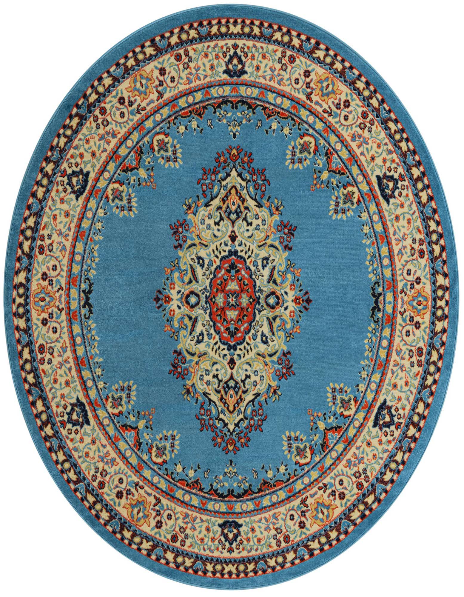 7' 10 x 7' 10 Mashad Design Round Rug