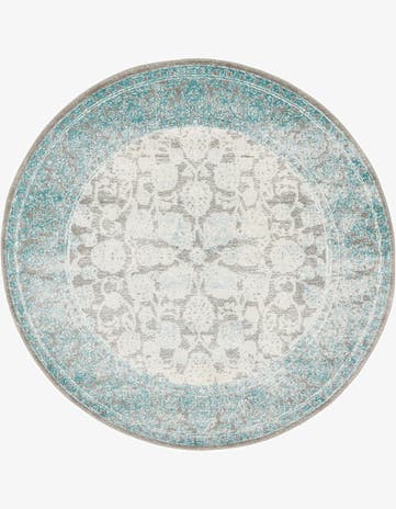 Light Blue Modern Classical Round Rug