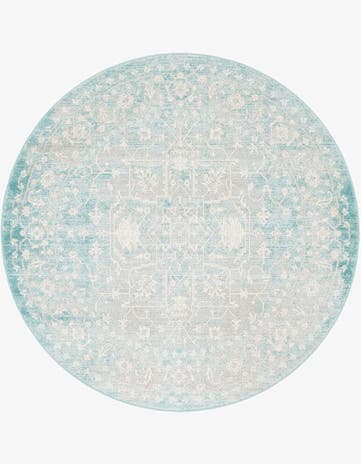 Light Blue Modern Classical Round Rug