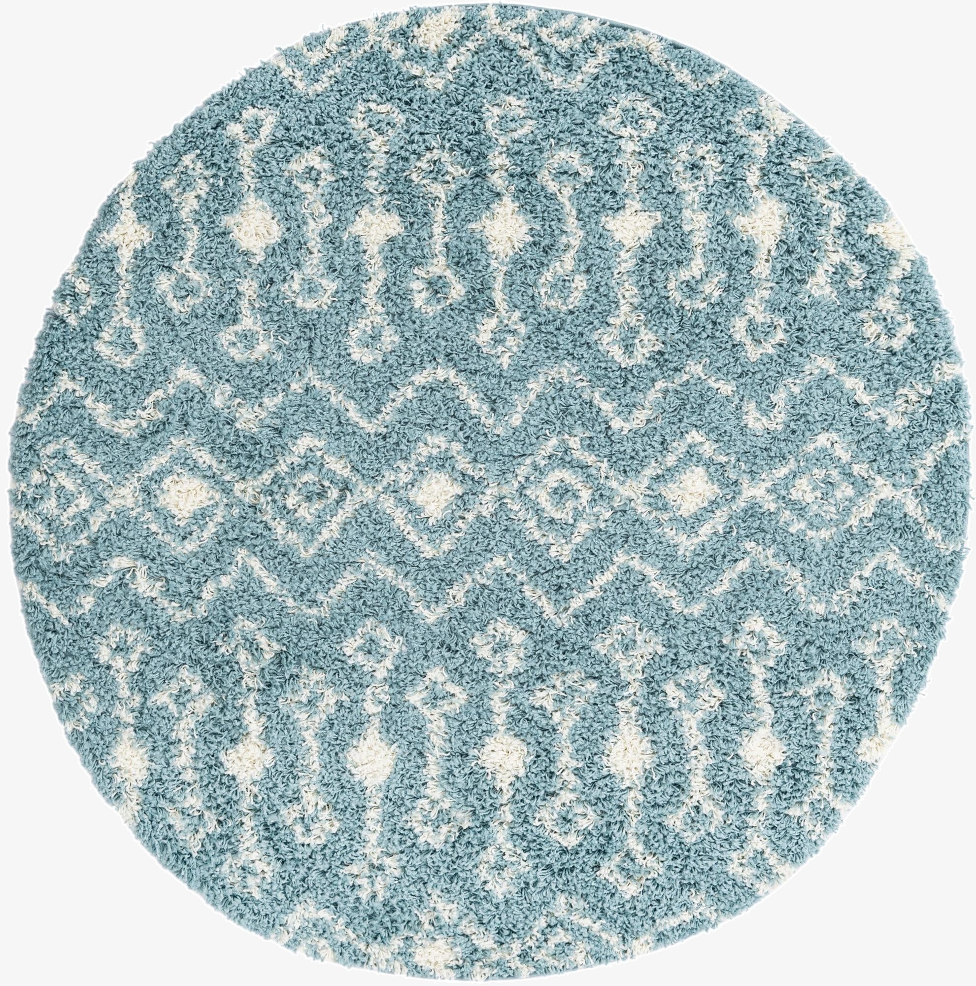 5' 3 x 5' 3 Moroccan Trellis Shag Round Rug