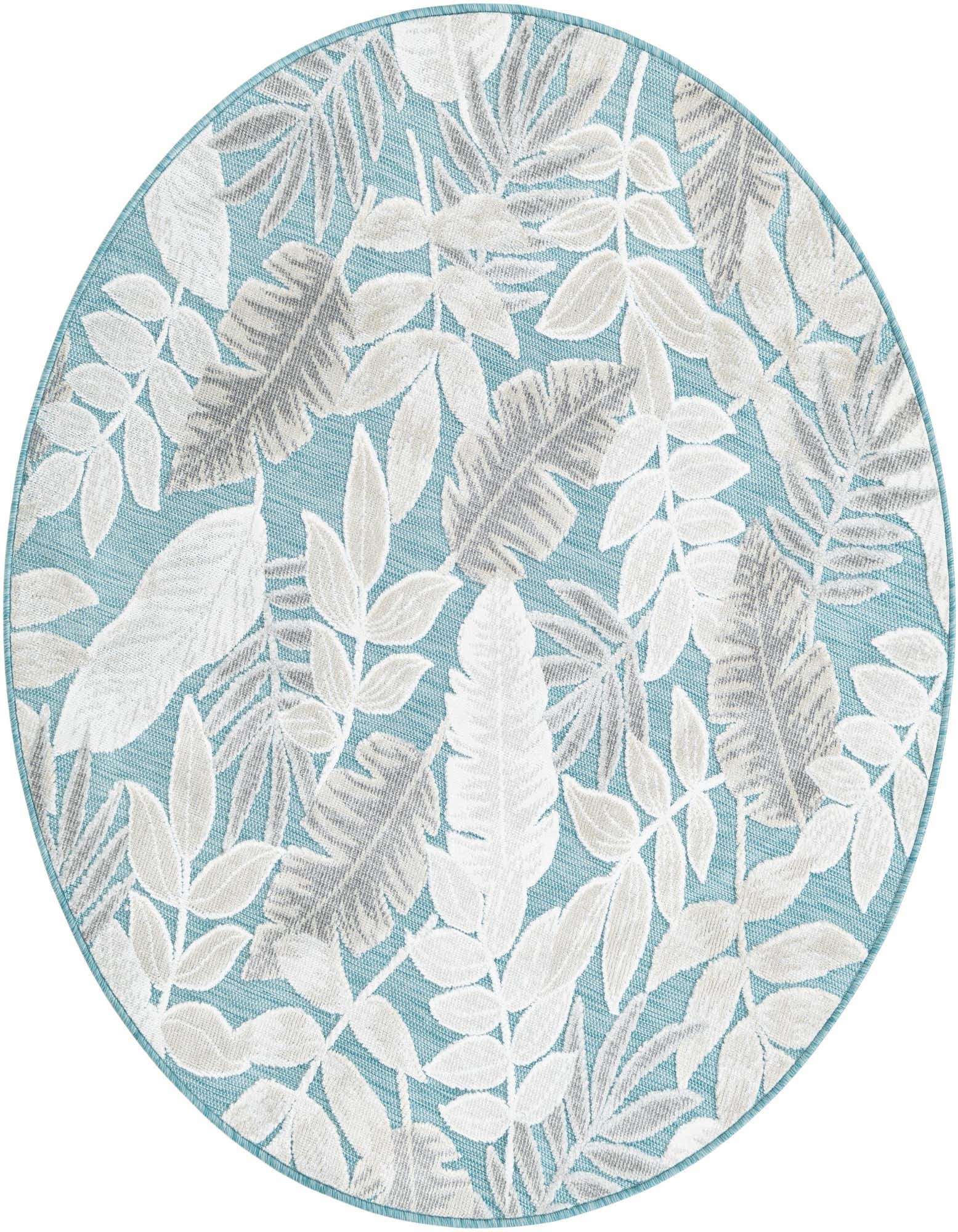 4' 5 x 4' 5 Easy-Clean Botanical Indoor / Outdoor Round Rug