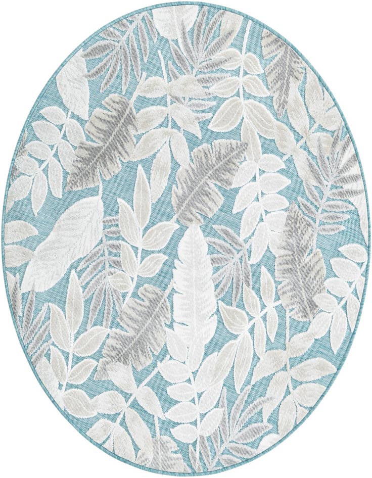 Detail image of 4' 5 x 4' 5 Easy-Clean Botanical Indoor / Outdoor Round Rug