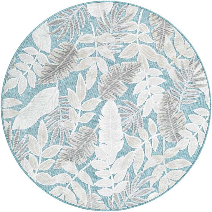 4' 5 x 4' 5 Easy-Clean Botanical Indoor / Outdoor Round Rug